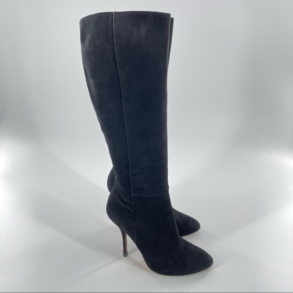 Gucci black suede leather heeled boots size 35.5